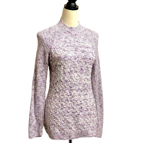 Croft & Barrow Purple & Multicolored Mock Neck Pullover Knit Sweater (Size: M) - Picture 2 of 11